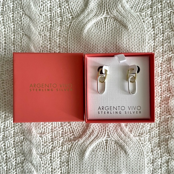Argento Vivo Jewelry - NWT ARGENTO VIVO 925 Sterling Silver Convertible Earrings Silver & Gold Tone